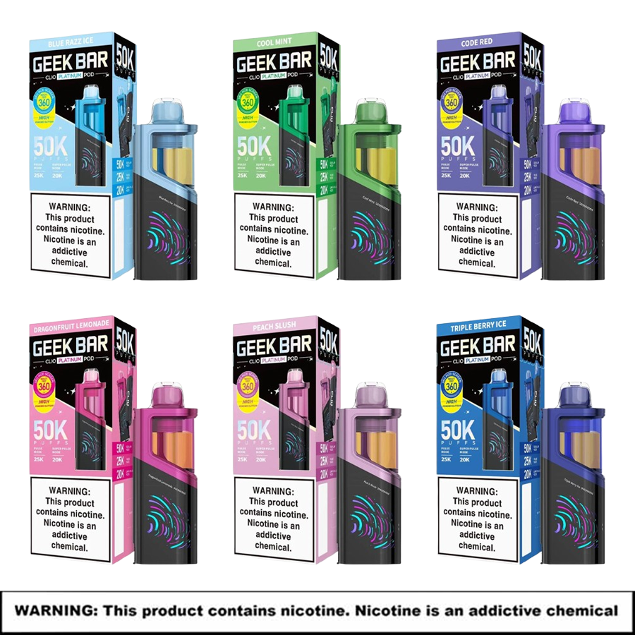 Geekbar Clio Platinum Disposables Pods | 5% Nicotine | 50000 Puffs | 5 Count Display product image